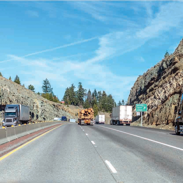 trucks along california road