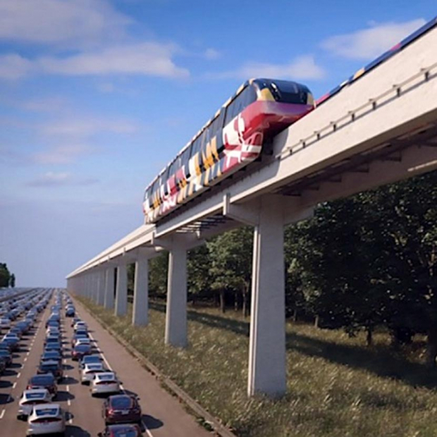 Monorail over traffic